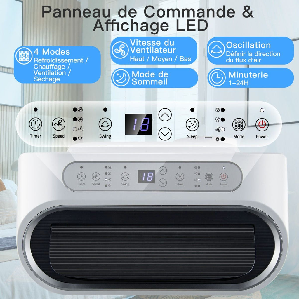 4 En 1 Climatiseur 16 À 32℃ 14000BTU R290 3 Modes Ventilateur Déshumidificateur Et Rafraîchisseur Jusqu'À 40㎡ Classe Énergétique A