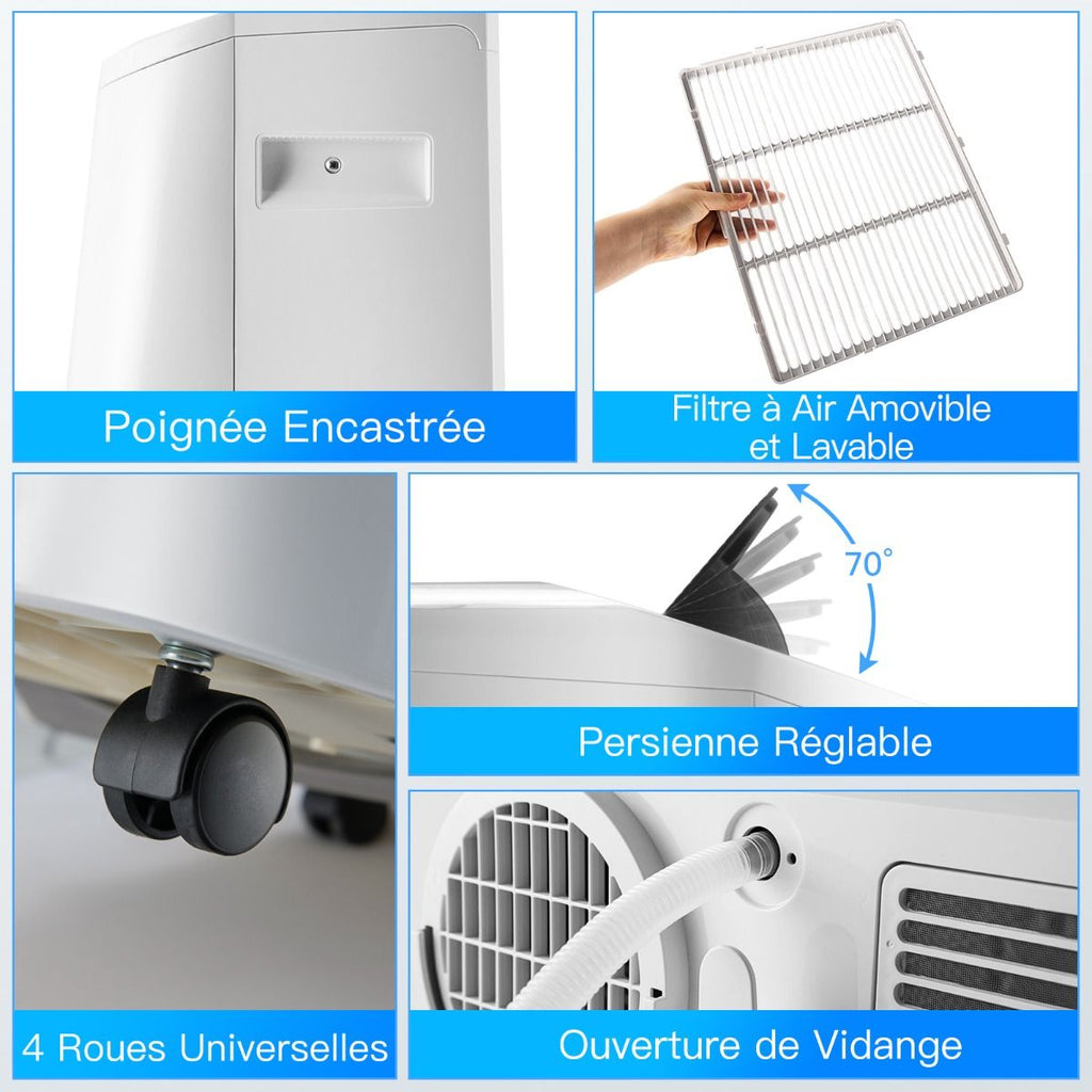 4 En 1 Climatiseur 16 À 32℃ 14000BTU R290 3 Modes Ventilateur Déshumidificateur Et Rafraîchisseur Jusqu'À 40㎡ Classe Énergétique A